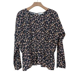 Merlette Blouse Womens Small Black Reeves Deco Print Floral Boho Romantic Artsy